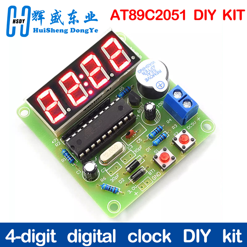 Diy Audio Electronics Kit - AT89C2051 Цифровые 4-битные электронные часы Электронный